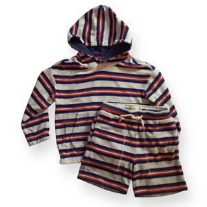 Mini Boden striped terry hoodie & shorts set